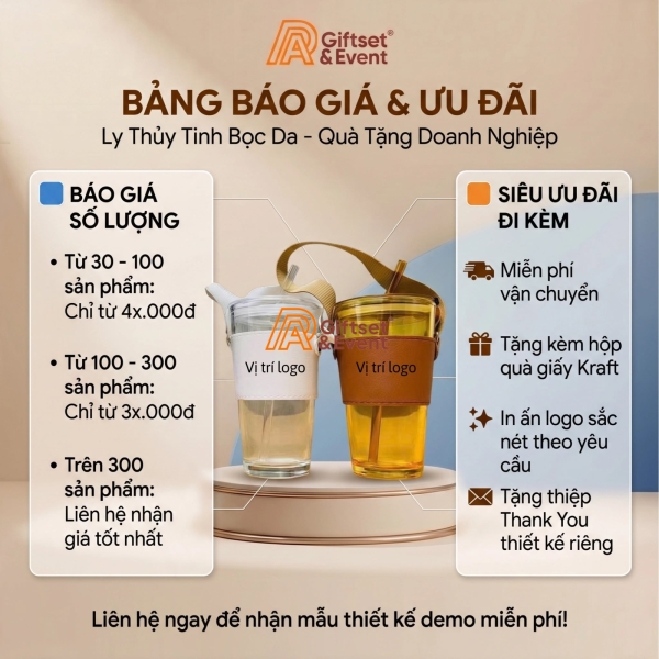 LY DA THỦY TINH (450-500ml) IN LOGO CAO CẤP CHO DOANH NGHIỆP